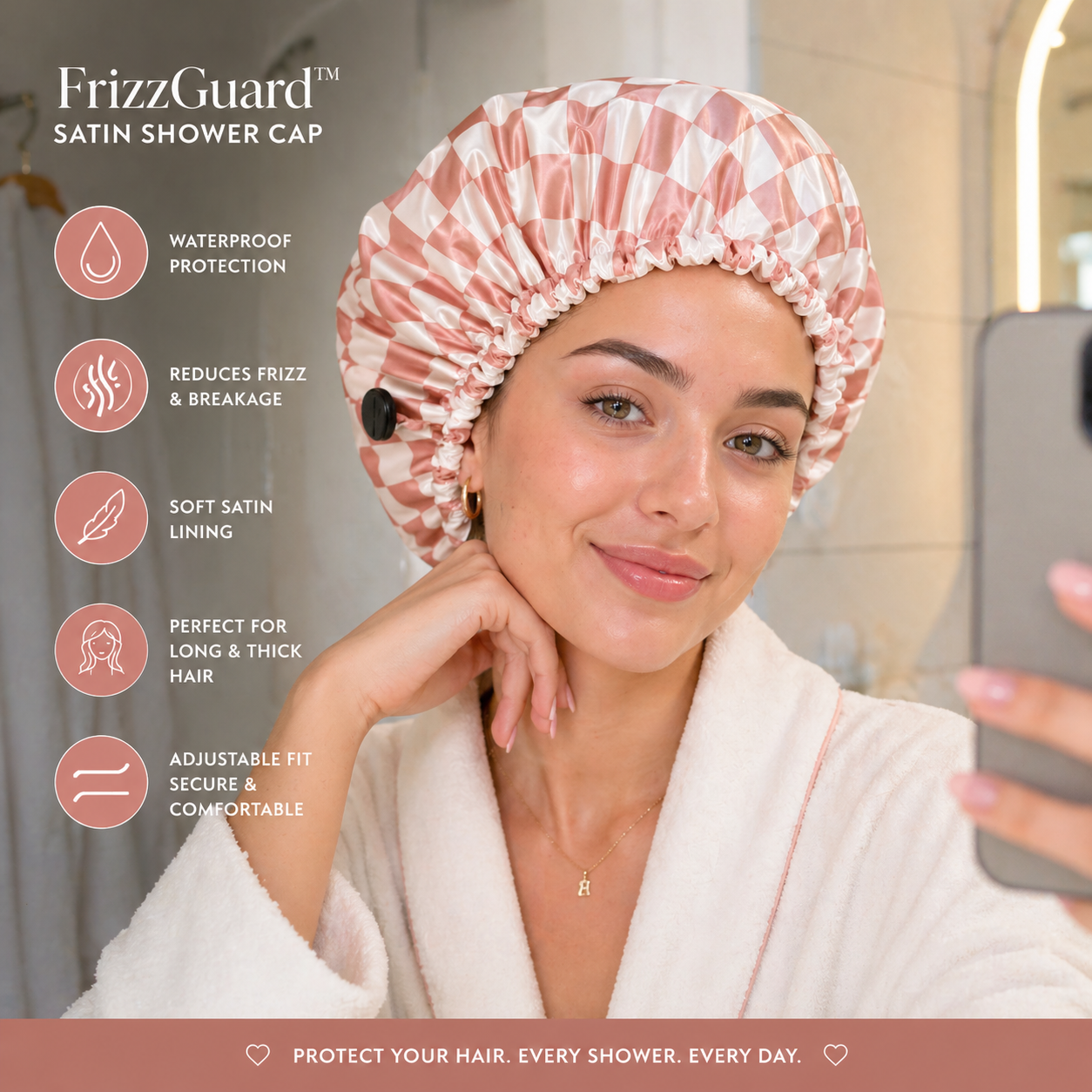 FrizzGuard™ Satin Shower Cap