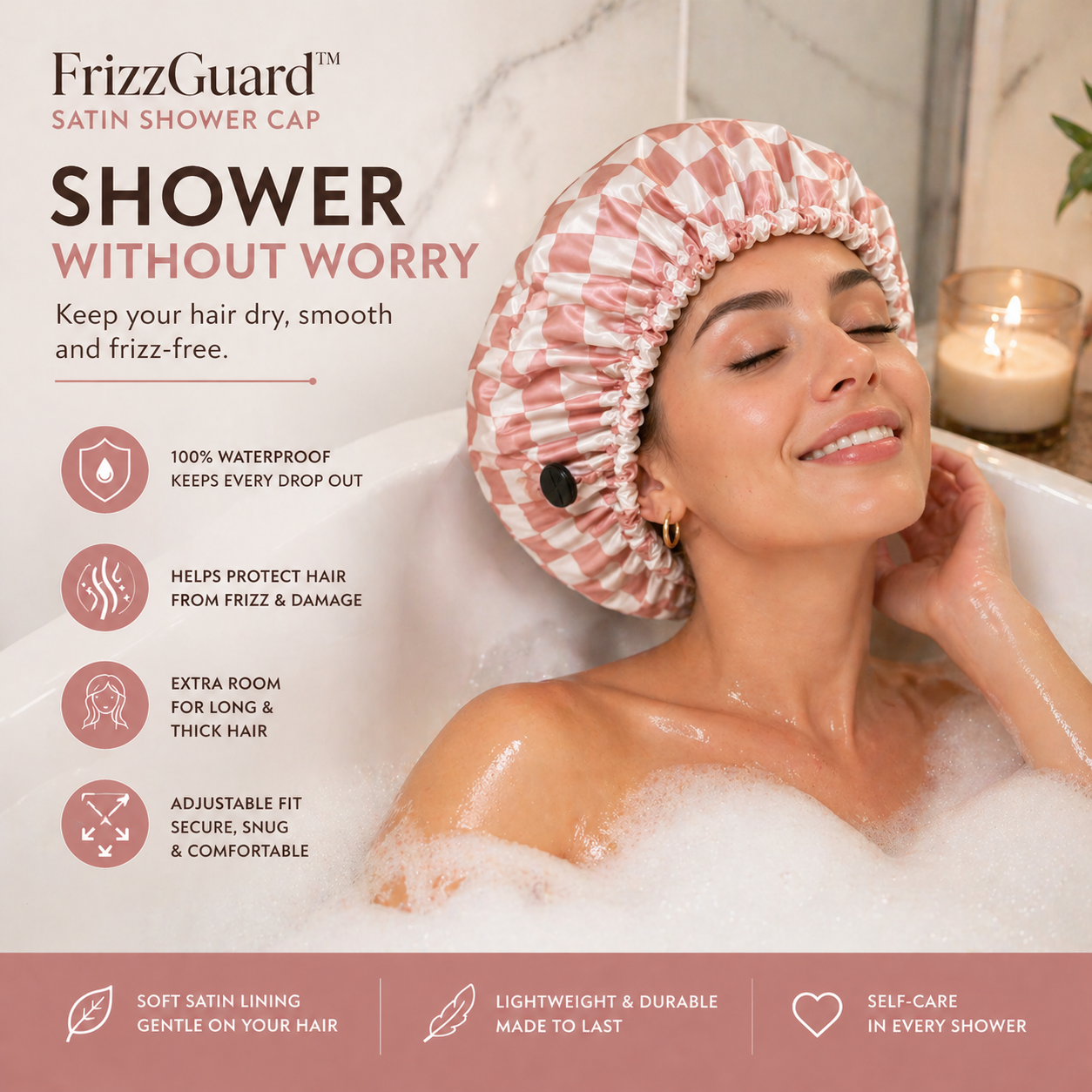 FrizzGuard™ Satin Shower Cap